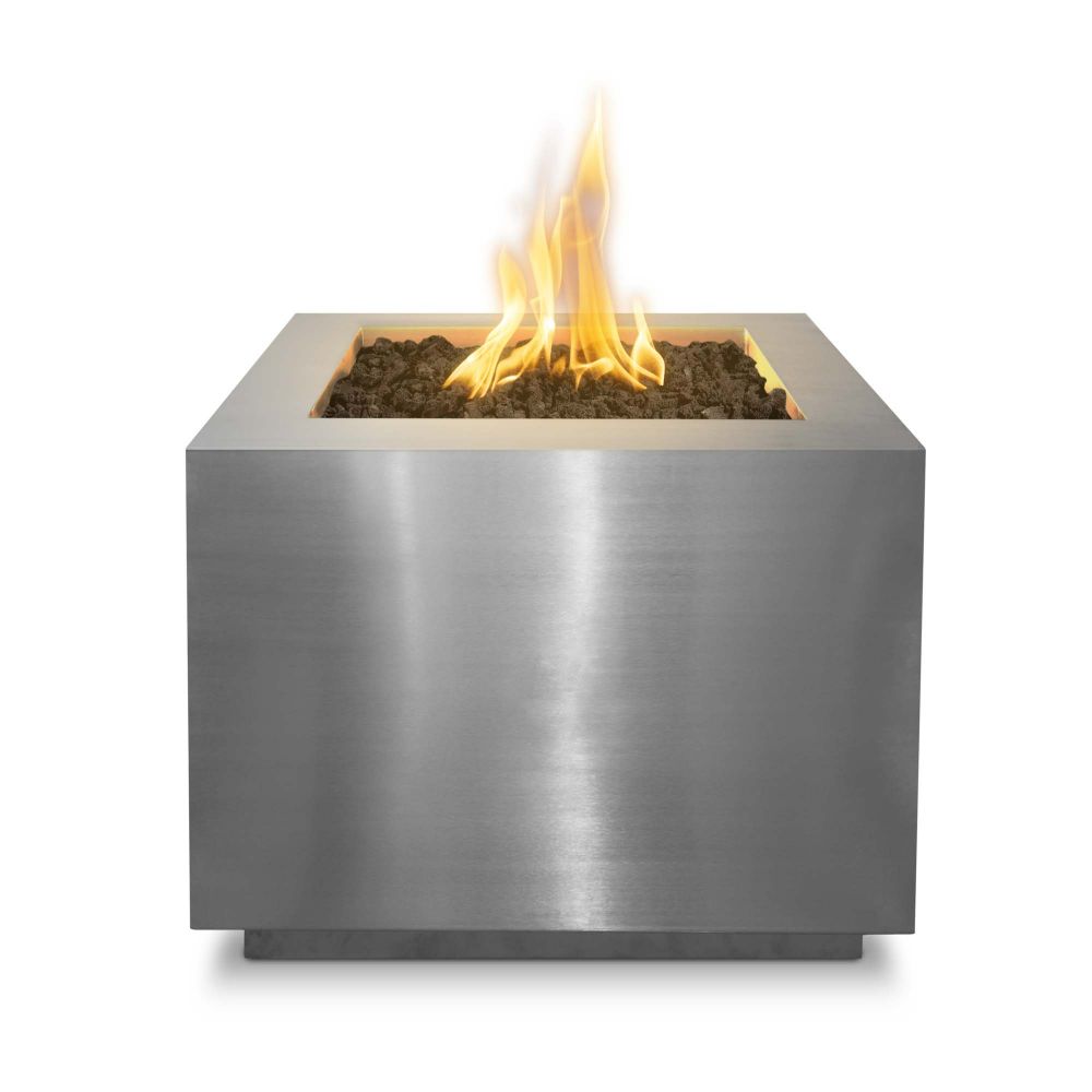 The Outdoors Plus OPT-3030SQSSFSML-LP Forma 30" Fire Pit - Stainless Steel - Match Lit with Flame Sense System - Liquid Propane
